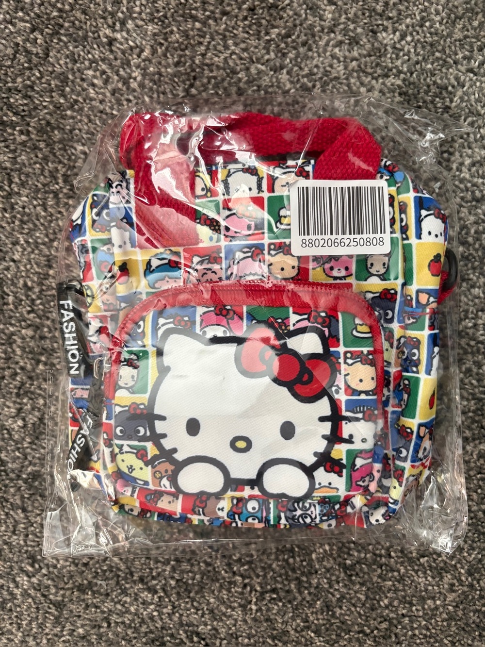 Hello Kitty Multicolor Kids Crossbody Bag - Red Trim